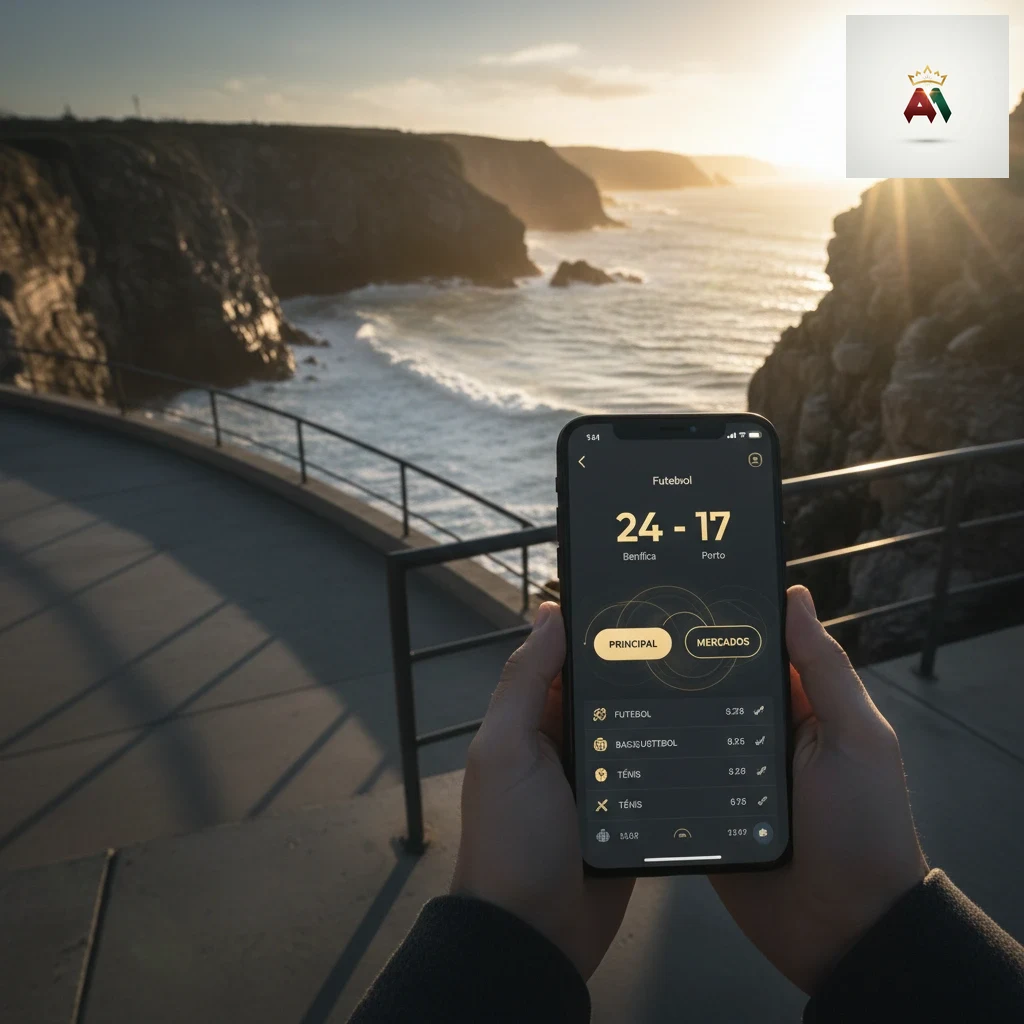 Interface principal da aplicação móvel de apostas desportivas com odds e eventos.